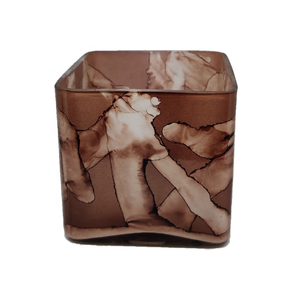 Luxury Mold Brown Marbleized Fancy Square Textured Decor Handmade Decorative Multi-purpose <b>Small</b> Candle Glass <b>Jars</b> Luxury - Product Image 1