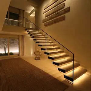 Fábrica da china personalizar escadas de vidro escalier luxo escada flutuante
