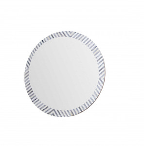 Bone Inlay round <b>mirror</b> (Dark <b>grey</b>) for home decoration - Product Image 2