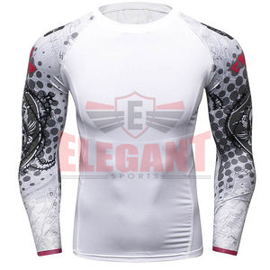 Custom Logo Men Long Sleeve Rash Guard Polyester Spandex Sublimation <b>Compression</b> <b>Shirt</b> for MMA Wear - Product Image 6