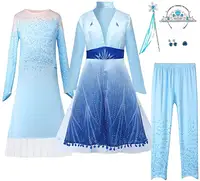 Cosplay parti giyinmek prenses cadılar bayramı peri prenses çocuk süslü elbise 2 Elsa Anna moda kadın kostümü