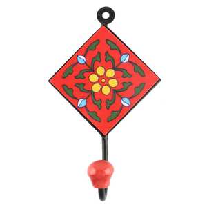 Red Ceramic Flower Manufacturer Door Hanger Wall Holders Wall Hangers Durable Indian Craft - Product Image 2