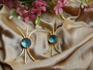 ต่างหูห่วงทองเหลืองชุบทองทำด้วยมือสำหรับเด็กผู้หญิงและผู้หญิง - Product Image 5