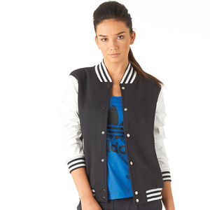 Women's Breathable Button Closure Full Sleeve Stand <b>Collar</b> Jacket Street Wear with Letterman Design for Sale - Product Image 2