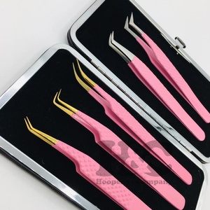 Pinzas rosas Acero inoxidable Logotipo personalizado Volumen de pestañas Pinzas de pestañas sostenibles Pinzas de extensión de pestañas MINK - Product Image 4