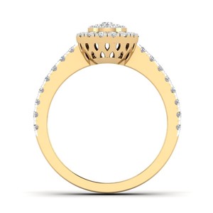 แหวนแต่งงานสีเหลืองทอง14K ประดับเพชรทรงกลมประกายสวยงามชุดง่ามสำหรับงานแต่งหรูหรา - Product Image 3