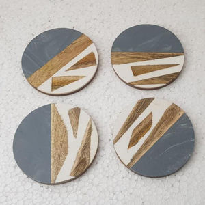 Haute qualité Gave Mix résine et bois écologique sous-verre à thé 4 pièces ensemble vaisselle et accessoires de cuisine sous-verres en pierre - Product Image 3