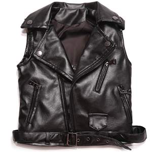 Gilet en cuir pour moto d'hiver décontracté pour homme Vêtement d'extérieur en cuir de vache véritable respirant - Product Image 1