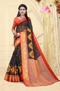 Look traditionnel indien vêtements de mariage broderie avec imprimé travail Georgette soie Saree femmes portent ciel couleur meilleur prix Surat Apparelgarment - Product Image 2