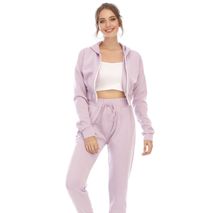Sweats à capuche courts pour femmes, vêtements d'hiver décontractés, ensemble de jogging, tendance - Product Image 3