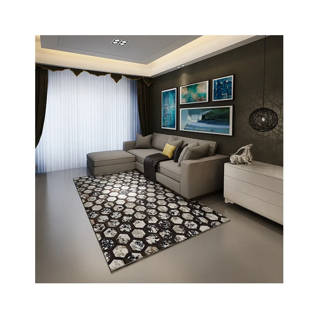 Best Selling Silver Foil Black Strips Leather Carpet Area Rug Bedroom Carpet At Bulk Wholesale