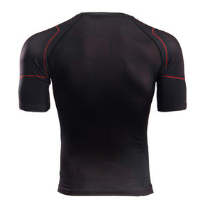 Rashguards de compression de haute qualité, couleur noire, manches courtes/demi-manches, coupe ajustée, en vente - Product Image 2