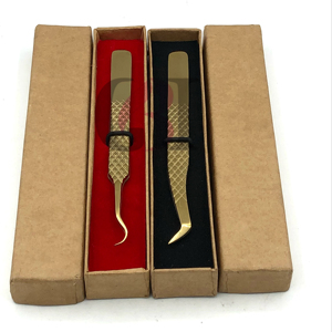 Haute Qualité Russe Volume Or Plasma Double Courbe Diamant Grip En Acier Inoxydable Extension De Cils Pince À Épiler Instruments De Beauté - Product Image 1