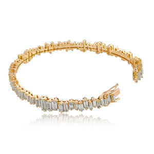 Bracelet ovale en or jaune et diamant blanc, naturel, 18 pouces, 14k, vente en gros, bijoux de mariage - Product Image 5