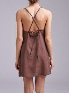 El vestido minilargo es imprescindible para el verano, las correas de hombro son ajustables, ideal para un vestido de lino sin mangas de ajuste personalizado - Product Image 5