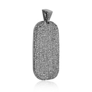 Natural Pave Diamond Oxidised 925 Silver Designer Rectangle Pendant Hip Hop Style Jewelry - Product Image 2