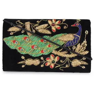 Vrouwen Clutch Bag Etnische Handgemaakte Geborduurde Stof Clutch Met Kleurrijke Pauw Geborduurd Clutch Bag/Handtas