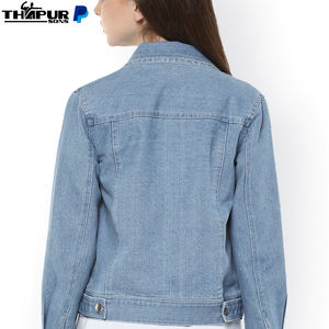 Venta al por mayor personalizada Denim Jersey Bomber Chaqueta de punto para mujer al aire libre abrigo chaqueta de mujer Alemania primavera - Product Image 3