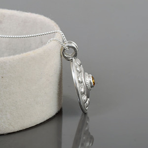 Collar de cadena de eslabones de plata de ley S925, colgante redondo de diseño, al por mayor, joyería para regalo - Product Image 3