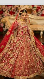 NEW INDIAN/PAKISTANI DESIGNER EMBROIDERY on STYLISH <b>BRIDAL</b> <b>JACKET</b>,BROCADE LEHENGA DRESS Embellished ZARI Work for Wedding@2022 - Product Image 2