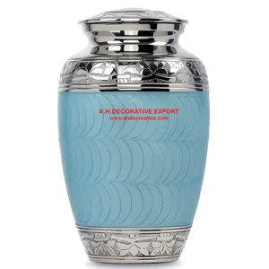 Lowest Price Sea Blue Cremation Human Ashe Urn for Home High Quality Top Selling Beautiful Design Funeral Cremation Urn