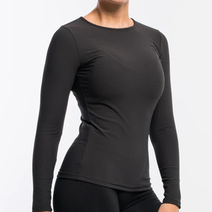 เสื้อยืดแขนยาวคอกลมสำหรับผู้หญิง,เสื้อยืดเล่นโยคะผ้านุ่ม - Product Image 3