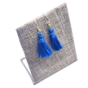 Pendientes de Borla con Hilo de Seda Azul, Chapados en Oro, Plata de Ley 925, Fornituras de Joyería, Material de Plata 925 - Product Image 4