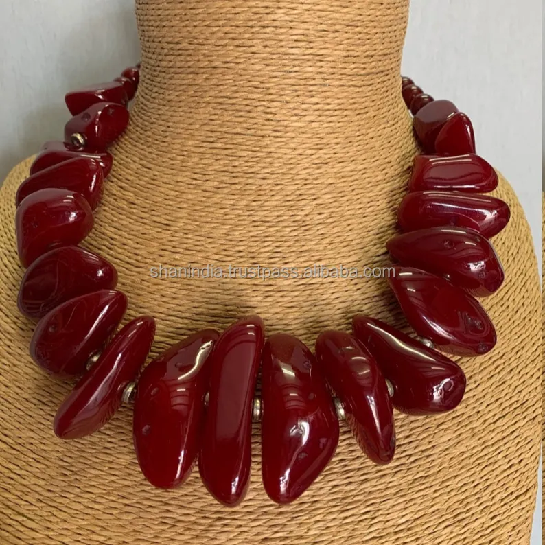 Handmade best quality resin Lucite brass metal jewelry Indian necklace for ladies fashion Handmade jewelry for girls from India