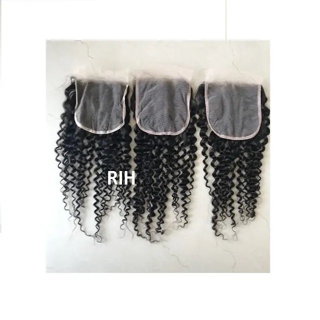 Good Looking Temple Grade Wholesale 5x5 Afro Kinky Curly Lace Closure Virgin Malaysian Human Hair Closures With Baby Hair Vendor