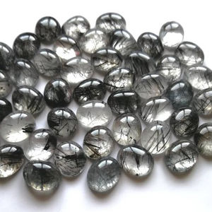 3mm 4mm 5mm rutilo negro Natural liso ovalado calibrado cabujones fabricante de piedras preciosas tienda en línea Alibaba en fábrica al por mayor - Product Image 1