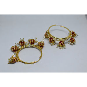 Meenakari jhumki tradicional para niñas y mujeres, pendientes de latón con acabado mate dorado, novedad de 2022, venta al por mayor - Product Image 2