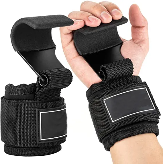 High quality Hard pull up Weightlifting gloves hook barbell assist force wristband grip hook slip fitness