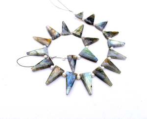 ลูกปัดหินลาบราดอไรต์ธรรมชาติ19ชิ้นเครื่องประดับงานแฮนด์เมดลูกปัดหินสำหรับสวน - Product Image 2