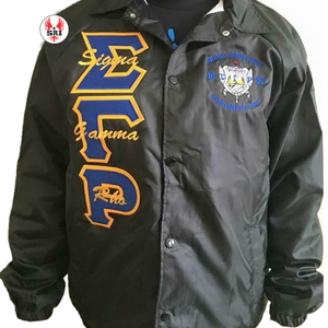 Chaqueta de Entrenadora Bordada de la Hermandad Sigma Gamma Rho para Mujer |   Chaqueta Bordada Personalizada con Líneas Cruzadas de la Hermandad SGRho para Damas - Product Image 4