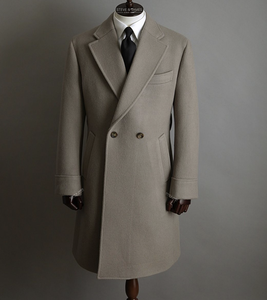Luxury Quality Wool <b>Double</b> <b>Breasted</b> V-neck <b>Mens</b> Overcoat Steve & James for Winter Fashion - Product Image 4