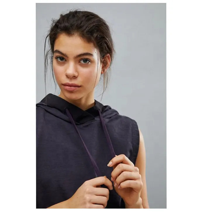 Black sweatshirt wholesale cropped top fleece hoodies woman printing plain cotton crew neck cropped hoodie women