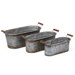 Factory Offer Metal Planters & Pots Oval Shaped Galvanized Greenery Buckets Metal Farmhouse Decorate Bucket Planter - Product Image 1