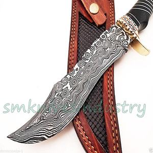 Lima de latón Damasco hecha a mano con mango de trabajo, cuchillo bonito con Funda de cuero (smk1296) - Product Image 6