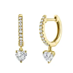 fashion heart design huggie hoop earrings in 18K white gold jewelry yellow gold engagement earrings