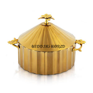 Marmite en métal finition or, qualité supérieure, fabrication artisanale, casserole classique, élégante, design, nouveau réchaud alimentaire en métal - Product Image 1