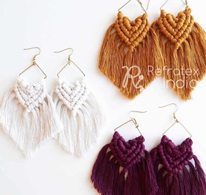 Boucle D'oreille fantaisie En Coton Macramé Bijoux - Product Image 2