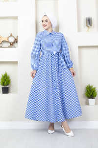 Robe à voile à motif vichy, vêtements islamiques, robes turques, mode modeste, abaya, tunique, hijab, robe modeste - Product Image 4