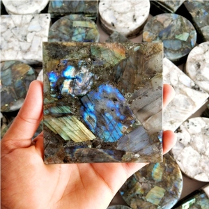 Rainbow Moonstone Point Onyx Crystal Pink <b>Agate</b> <b>Coasters</b> | Natural Moonstone Ring Black Marble <b>Coaster</b> Set Gemstone Decor - Product Image 1