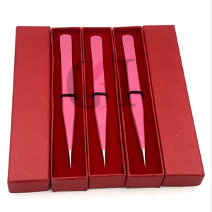 Pinces à épiler professionnelles de haute qualité antistatiques durables en acier inoxydable pour extensions de cils avec logo personnalisable et pointe argentée - Product Image 1