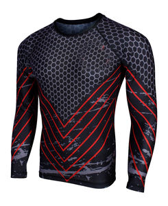 T-shirt de compression à manches longues en polyester/spandex sublimé OEM, à séchage rapide, respirant, prix promotionnel pour le BJJ - Product Image 5