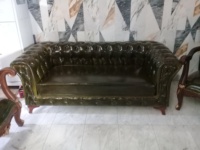 Sofá Chesterfield de Tela de Lujo con Estructura de Madera Maciza, Sofá Cama de Estilo Europeo Moderno para Sala de Estar, Muebles para el Hogar con Tapizado