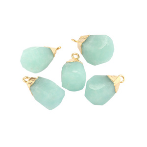 ตัวเชื่อมต่อพลอยธรรมชาติ Amazonite Nuggets เดี่ยว Bail Gold ตัวเชื่อมต่อเสน่ห์สำหรับเครื่องประดับจี้ Diy - Product Image 1