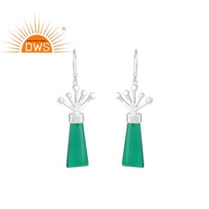 Boucles d'oreilles longues en Onyx vert, bijoux en pierre précieuse, forme goutte, 925, vente en gros - Product Image 1