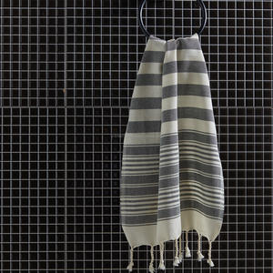 Essuie-mains turc Peshkir, 45x90cm 17x35 "fait à la main en Turquie commerce équitable bleu marine Anatolie Design - Product Image 1