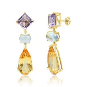 New trending multi stones <b>earrings</b> lot 9225 sterling silver <b>citrine</b> amethyst multi gemstone gold plating for women <b>earring</b> - Product Image 1